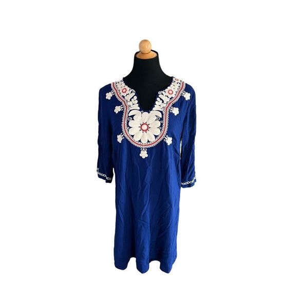 NEW Boden Arianne Viscose Embroidered Blue Dress WH806 Size US 4R - Picture 2 of 8